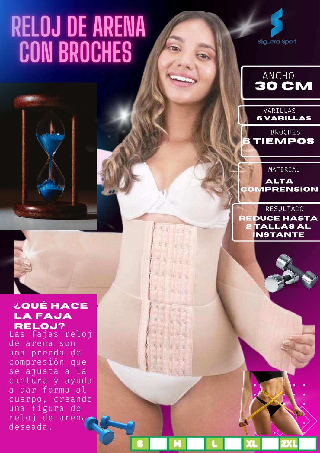 reloj de arena con broche